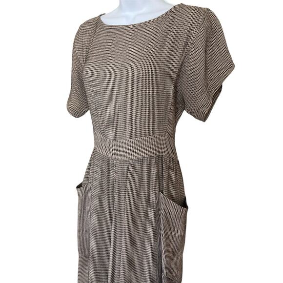 Christy Dawn Jane Brown Black Houndstooth Midi Maxi Dress Size M Fits S - Picture 3 of 12